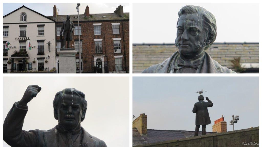 Caernarfon Wales Gales Galles estatuas y gaviotas