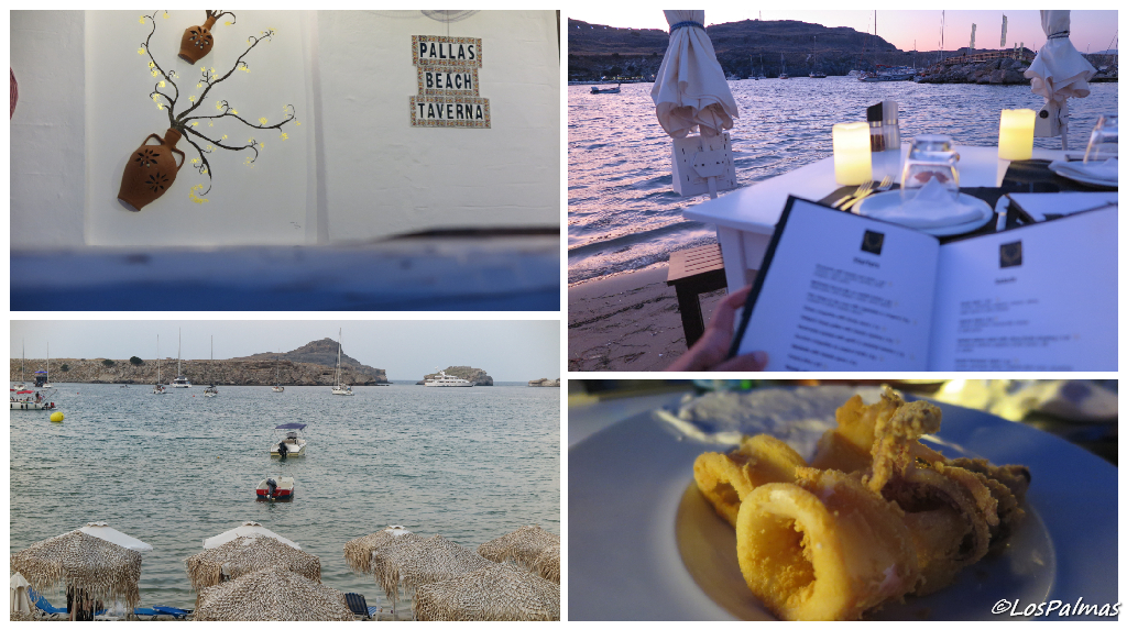 Pallas Beach Taverna, comer en la playa Lindos Rodas Grecia