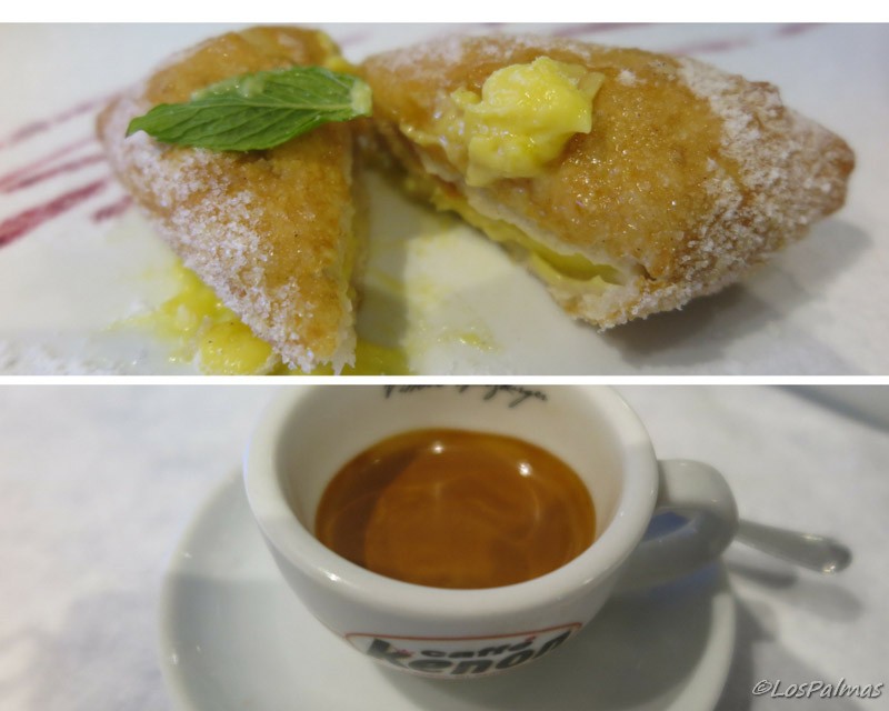 Postre y café en Acqua e Sale de Sorrento