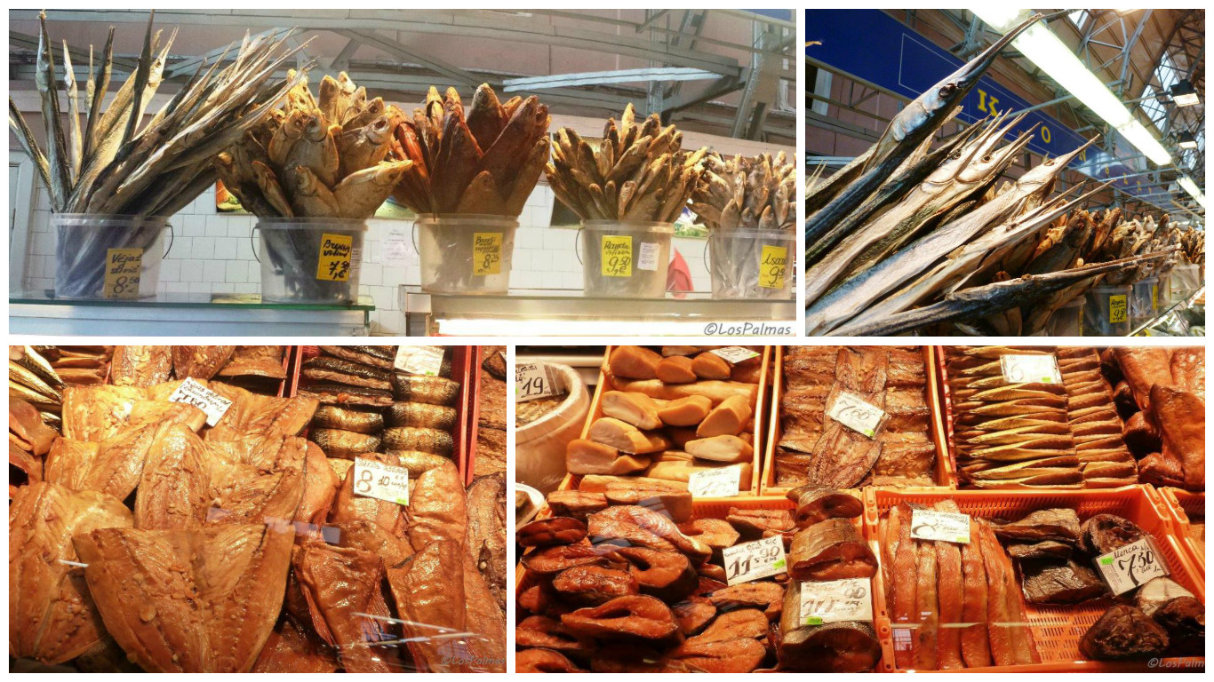 Variedad de pescados ahumados